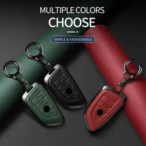 For BMW Key Fob Cover Leather Car 2 3 5 6 7 X1 X2 X3 X4 X5 X6 Series Key Case Keychain Signal Protector Protection summervibes Key Fob Shell Car Key Holder