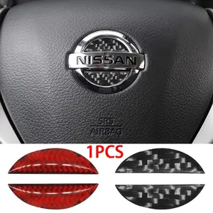 1pcs 3D Carbon fiber Car Steering Wheel Center Emblem Sticker For Nissan Qashqai Juke X-Trail Patrol Note Leaf Altima Maxima Micra Murano Rogue Sentra Teana Navara Sylphy Interior Decoration, Automotive Decoration Car Stickers