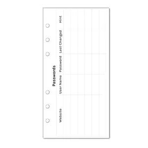 Personal Size Password Tracker Insert fits with Kate Spade Personal Planner, Filofax Personal, Color Crush Personal Size and Other Personal Size Planner