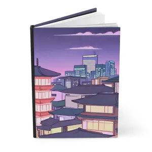 Japan City Lights Aesthetic Hardcover Matte Journal - CreativeBunnieStudio - Japan City Lights Notebook, Lined Hardcover Journal, Anime Aesthetic Notebook, Anime Diary, Anime Journal