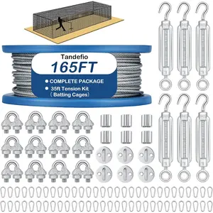 Batting Cage Netting Wire Tension Kit Batting Cage Suspension Net Hanging Kits Ideal for Baseball and Softball Hitting Tunnels