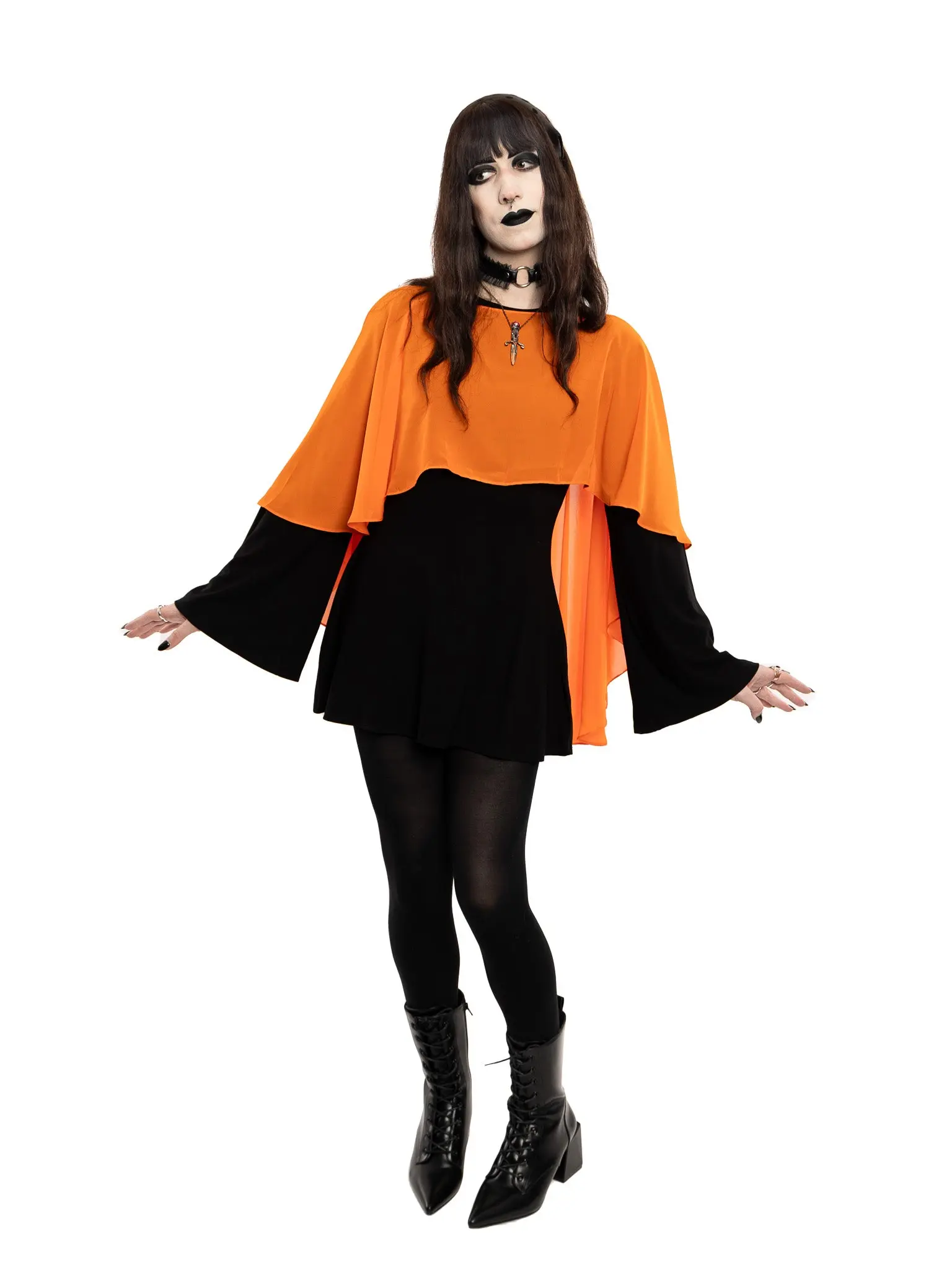 Autumn Shroud Orange Chiffon Cape RESTOCKED!