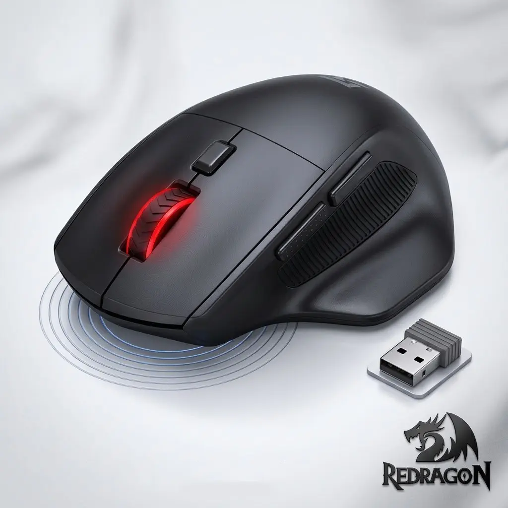 Redragon 2.4G RGB Wireless Gaming Mouse, Rechargeable Optical Mouse, 4000 DPI Adjustable, Ergonomic Grip, Programmable Side Buttons, Long Battery Life for PC Gamers and Office Use
