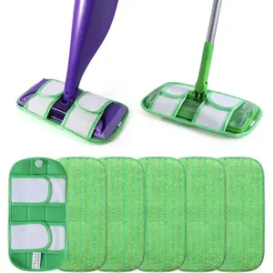 6 Pack Reusable Mop Pads for Swiffer WetJet Sweeper Mops, Microfiber Washable Floor Mop Refills Wet and Dry Use Replacement Pads for Hardwood, Tile, Laminate Floor Cleaning