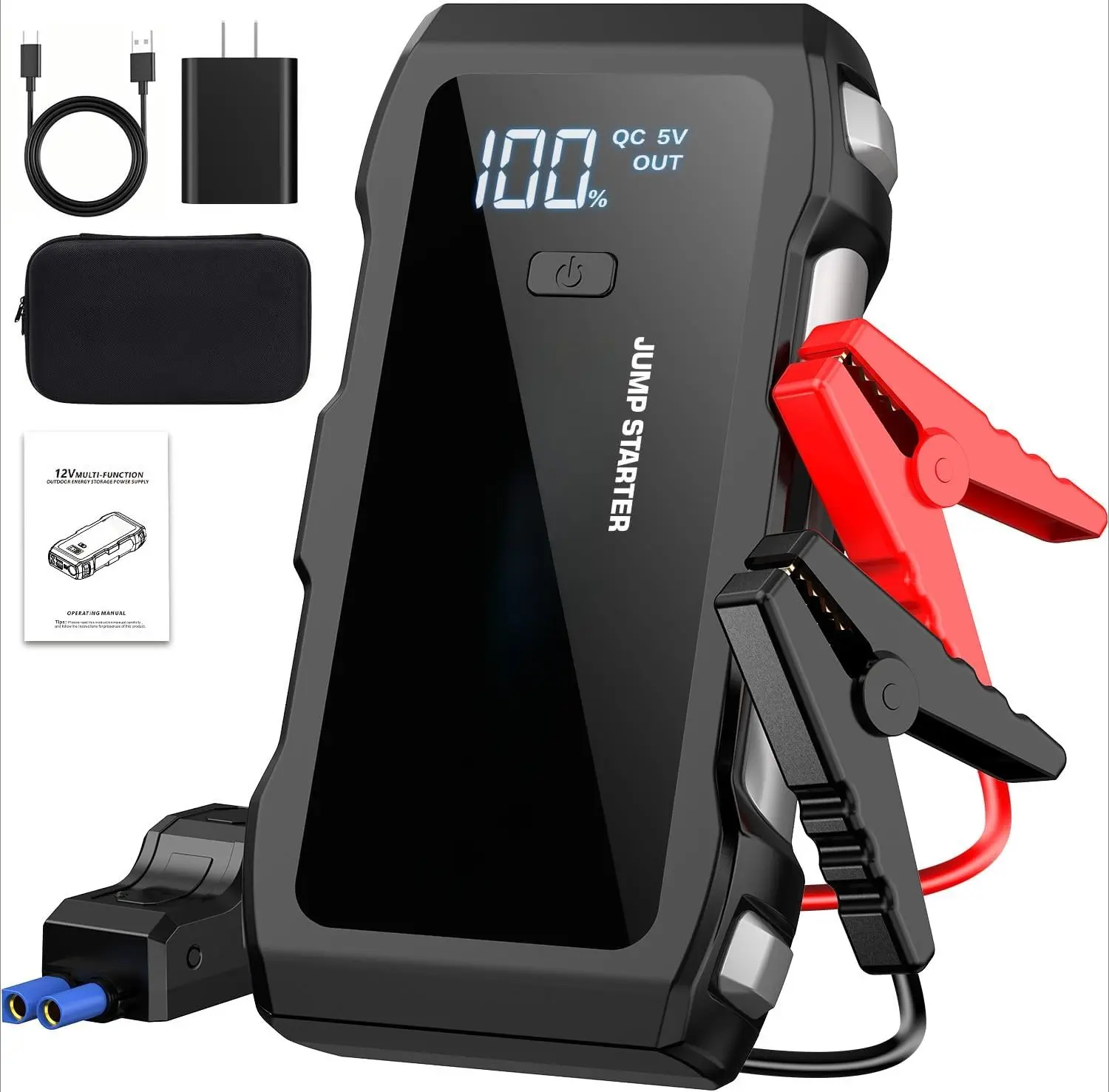 DIBMS Jump Starter 7000A, 12V Car Battery Jump Starter with USB Quick Charge (Up to All Gas or 12.0L Diesel Engine), Battery Booster with 3 Modes Flashlight and Jumper Cable