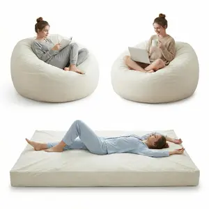 4ft Large Bean Bag Chair Bed for Adults, High Rebound Memory Foam Bean Bag with Removable Flannel Cover, Oversized Lazy Sofa Couch for Teens
