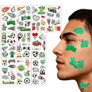 10 Sheets Soccer Temporary Tattoos Stickers for Kids & Adults - Glow in the Dark Football Fake Tattoos - Waterproof Luminous Stickers for World Cup Party Favors, Face Body Art Decor