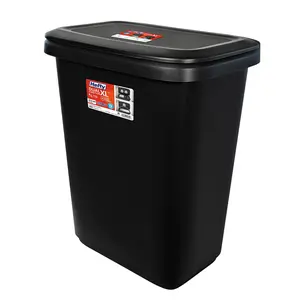 Hefty Kitchen Trash Can, 20.4 Gallon Plastic Recycling Two Compartment Garbage Bin with Lift Top Lid, Black