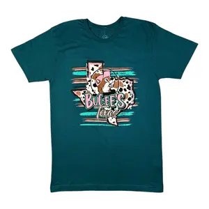 Buc-ee's Texas Graphic T-Shirt, Teal, Cow Print Design 2025