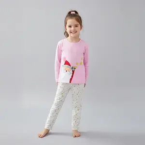 Toddler & Kids Pink Santa Christmas Pajama Set (Ages 3T–8T)