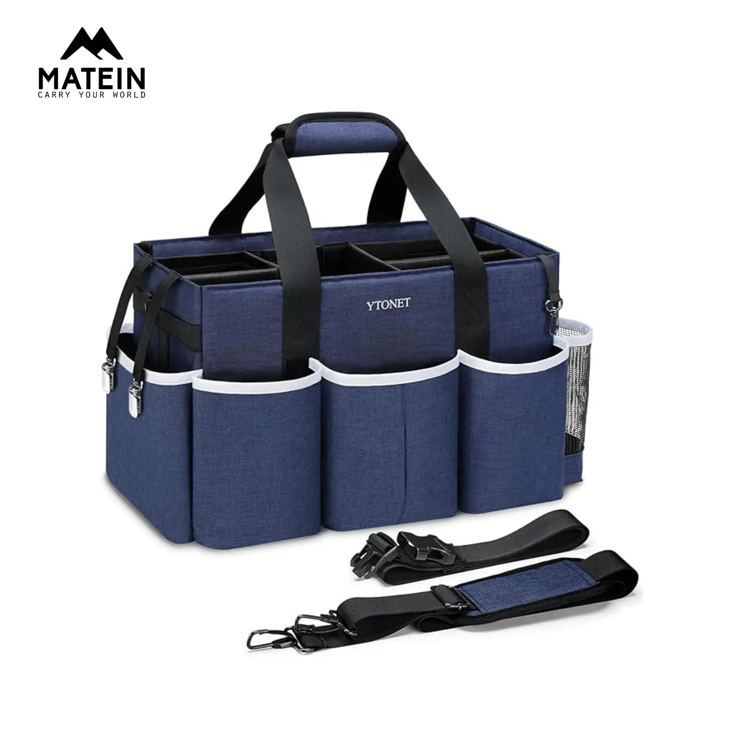 Ytonet Wearable Cleaning Caddy Organizer, Large Waterproof 900D Fabric Bag for Professional Cleaners with 4 Foldable Dividers, Adjustable Shoulder Strap & Detachable Waist Strap, Bag Organization