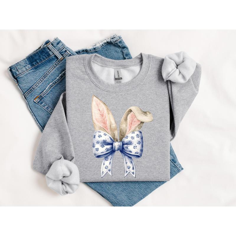 Coquette Bow Bunny Shirt Aesthetic Easter Rabbit Soft Girl Tee R725Easterabbit