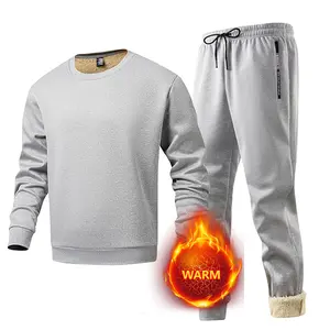 Men's two-piece winter fleece-lined sports set - super warm top paired with joggers, perfect for everyday casual wear