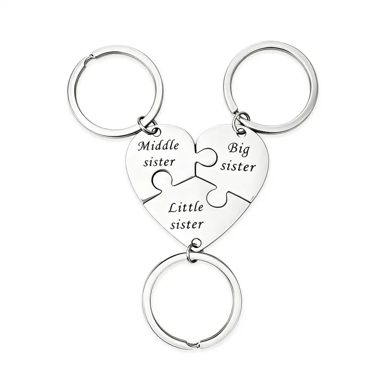 Sister Keychains for 3 Sisters Gifts Big Sis Mid Sis Lil Sis Matching Heart Keychain Set Sister Jewelry Gifts