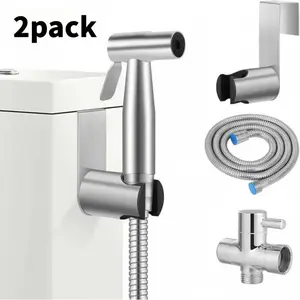 Toilet Shattaf Adapter Hose Bidet, Sprayer Stainless Steel Handheld Shower HeadFemale Flushing , Baby Cloth Diaper Washing - Wall Mount Bidet Dual-Nozzle outdoorfun #SummerVibes equipment bathroom cleaning wash