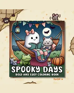 Spooky Days Bold and Easy Coloring Book: Spooky Halloween & Autumn Designs for Adults Seniors Teens Kids Relaxation Activity