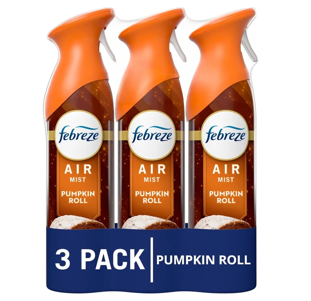 Febreze Odor-Fighting Air Freshener Spray, Room Spray, Pumpkin Roll Air Mist, 8.1 oz, 3ct