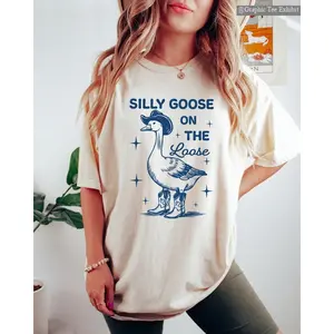 Retro #SillyGoose Shirt, Funny Cowgirl Shirt, Unisex T-shirt gift for all , Solid Colors