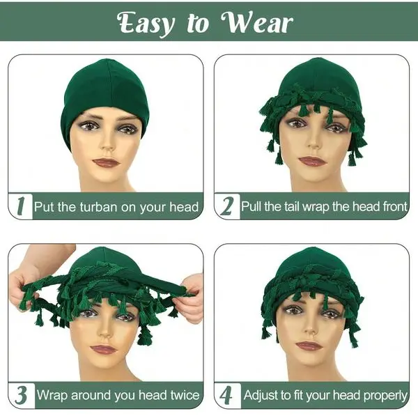Vintage Satin Turban Unisex Hair Wrap Cap Breathable Adjustable Lightweight Turban for Men Vintage Twist Head Wraps Satin Lined Halo  main image 4