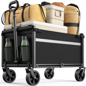 Wagons Carts Foldable, Collapsible Wagon Cart Foldable, 220LBS Heavy Duty Folding Wagon Carts with Wheels, Portable Utility Cart for Grocery  Garden Shopping Camping