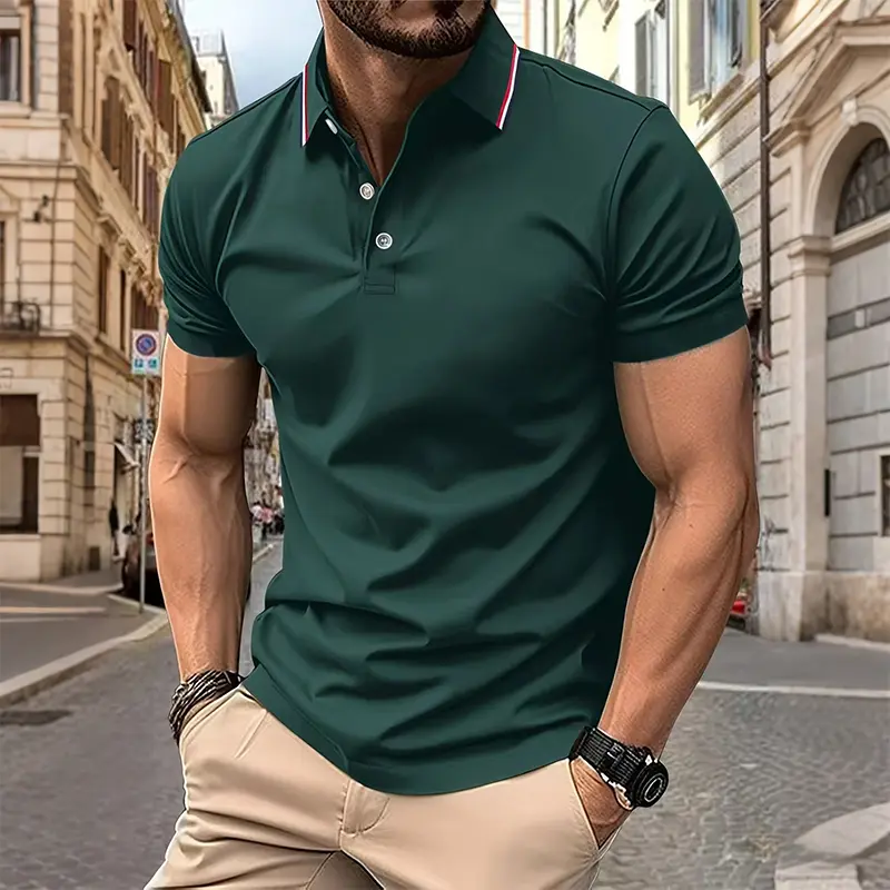 Men's casual short-sleeved polo shirt, available in a variety of colors, breathable and cool, suitable for all seasons—an ideal choice for holiday gifts.