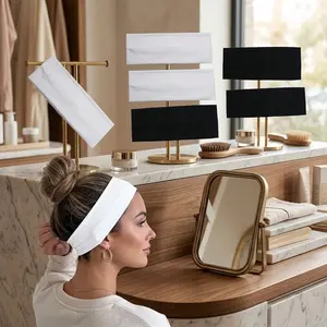 Women's 6-Piece Black and White Cotton Headbands - Non-Slip Stretchy Elastic Hair Wrap Headband Holder Perfect for Sports Workout Yoga Running Fitness and Daily Use Hair Accessories