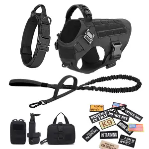 K9 Military Tactical Dog Harness Collar Leash Bags Patches Set Pet - Training Vests Tactical Dogs Harnesses Accessories