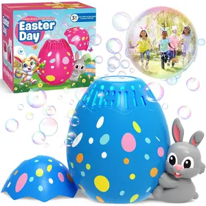 Multifunctional Bubble Making Machine Easter Egg  for Kids Automatic Bubble Blower Rabbit Bubble Maker for Outdoor Easter Party Gift for Toddlers Blue