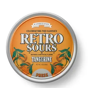 Retro Sour Tins - Hard Tangy Candy Tangerine Flavored, 1 Tin tiktok viral Vintage Candy
