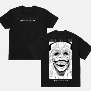 Statue Of God Solo Leveling Crew Neck Short Sleeve Anime Graphic Double-Printed Cotton T-Shirt Unisex Breathable Streatwear Casual Pure Color Tee manga apparel