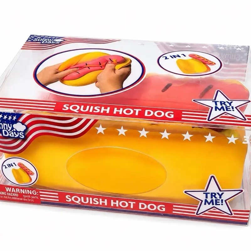 Squishy Hotdog Stress Relief Toy, Soft Squeeze Fidget Toy for Kids