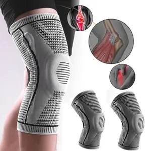 Knee Sleeve Compression Brace Support for Sport Joint Pain Arthritis Relief Nylon Spandex Silicone Gray Black M L XL for Adult Men Women