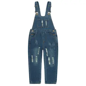 KIDSCOOL SPACE Girl Denim Overalls,Little Big Kid Ripped Jean Workwear
