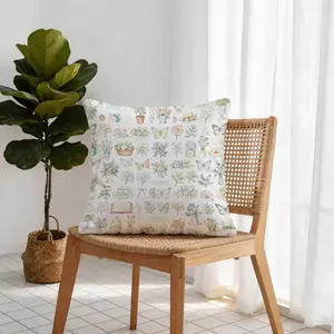 1 Piece Watercolor Cottagecore Floral Butterfly Decorative Throw Pillow, HD Digital Printed Decorative Cushion, Stylish  Soft Washable Accent Pillow with Zipper, Suitable for Sofa, Living Room  Bedroom Decor, Multiple Styles Available