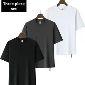 Men’s/Women’s 3-Piece 240G Cotton Tees - Heavyweight Comfort, Durable for Everyday & Leisure Wear Round Neck Streetwear t shirt t shirt for men men graphic tees trendy t-shirts