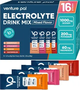 High Sodium Sugar Free Electrolytes Powder Packet - Hydration Packets with Vitamin Sodium & Potassium Zero Calories Vegan Keto Paleo Friendly Electrolyte Drink Mix 16 Sticks