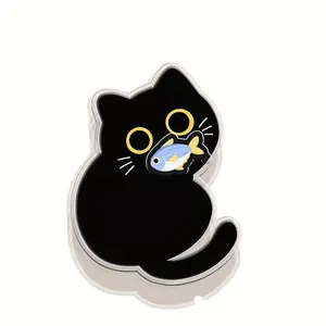 Double-layer rotating cute fun cat mobile phone holder, folding mobile phone holder rotating funny cartoon ring buckle retractable back sticker