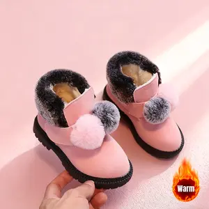 Girls' Warm Winter Snow Boots with & Thickened - -TPR Sole, Closure Mid-Calf/Ankle-(Adjustable) - Cute Shoes Ice Skating, Sledding, Outdoor Play - Durable Cold Weather Footwear