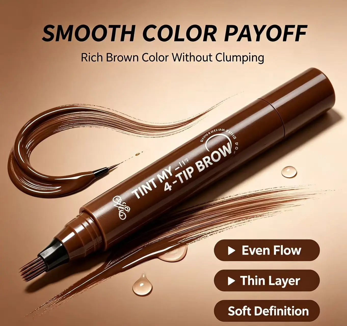 24H Waterproof Sweatproof 4-Tip Brow Tattoo Pen Aizi, Micro Split Fork Tip Eyebrow Tint Pencil, Non-Smudging Natural Eyebrow Makeup with Multiple Shades for Daily & Outdoor Use
