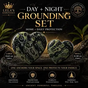 LELA’S GEMSTONEZ Ancient Earth Grounding Set Kambaba Jasper Duo Hearts for Home & Daily Protection Functional Energy Tool Large 0.62 lb Small 0.30 lb crystal gems energy crystal