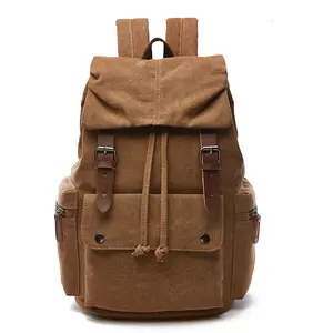Canvas Vintage Backpack Casual Outdoor Daypack Rucksack for Men Women 15.6inch Laptop Hiking Travel Backpacks