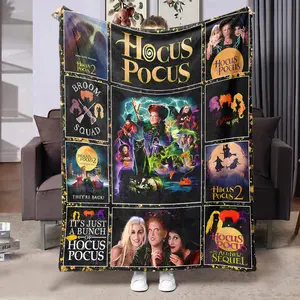 Halloween Witch Pattern Blanket, Soft Warm Nap Blanket for Home Office Travel, Perfect Halloween Gift and Decoration, Essential Air-Conditioned Room Item