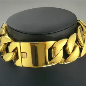 Gold stainless steel Luxury heavy ID thick chunky choker necklace
