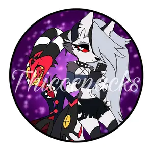 Blitzo x Loona Button from Helluva Boss