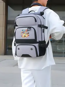 This hiking backpack features SpongeBob SquarePants, Squidward, Patrick Star, and Mr. Krabs cartoon character designs. It has multiple layers and is suitable for back-to-school or New Year's gifts.