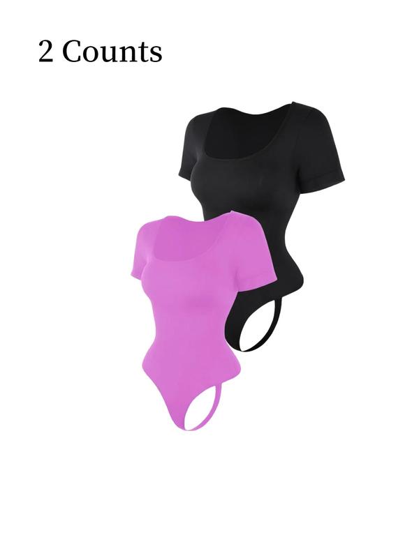 Women's Solid Color Square Neck Shapewear Bodysuit, High Compression Bodysuits, Tummy Control Butt Lifting, Women's Shapewear for All Seasons