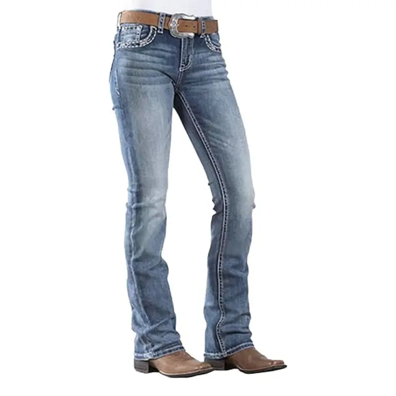 Morgan BlueMoment Women's 90s Western Vintage Bootcut Jeans Stretchy Mid Rise Low Rise Denim Pants Tummy Control BBL Cowgirls Retro