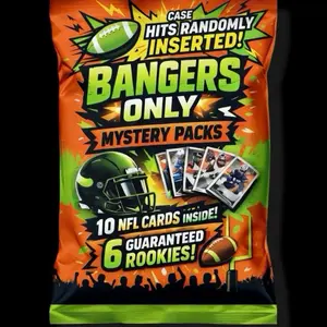 Bangers Only NFL Packs - 10 Cards Inside 6 Guaranteed Rookies Mystery Packs with Randomly Inserted Case Hits Collectible Sports Trading Cards