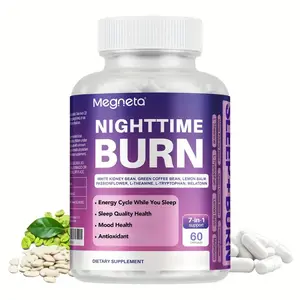 MEGNETA Night Burn Formula – Natural Support for Sleep, Mood & Energy Cycle – 30 Servings with White Kidney Bean, Green Coffee, Melatonin & L-Theanine