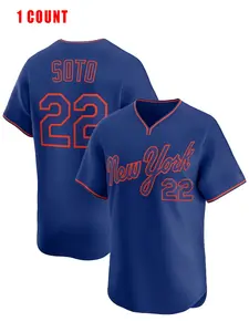 Men's Loose-Fit Baseball Jersey Number 22 Soto, Embroidered Sporty Casual Quick-Dry Tee, Perfect Gift for Athletes & Fans, Athleisure, Sports Jersey